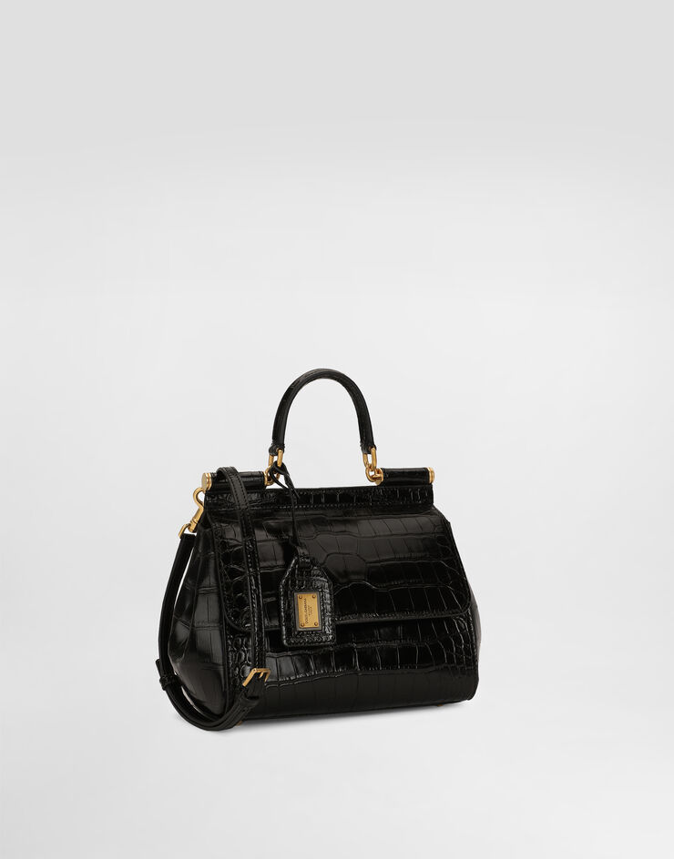 Dolce & Gabbana Medium Sicily handbag in alligator leather Black BB6003B2EM0