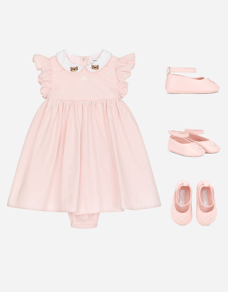 Dolce & Gabbana Платье из поплина с вышивкой Baby Leo розовый L23DJ4G7HY1