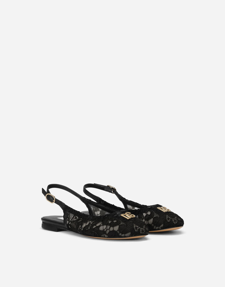 Dolce & Gabbana Cordonetto lace slingbacks with DG logo Black D11145AJ652