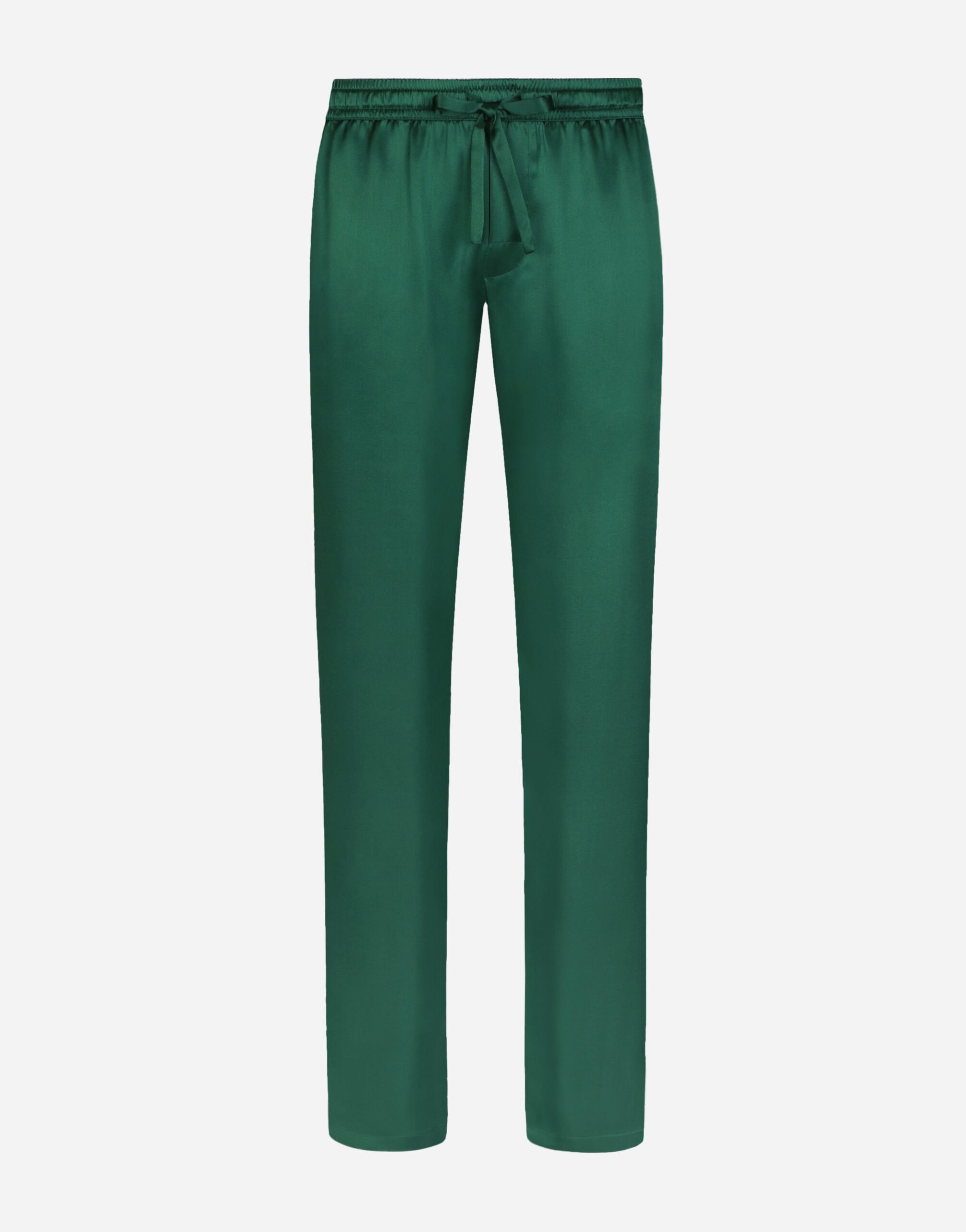Dolce & Gabbana Silk satin jogging pants with metal DG logo Multicolor GWZ5HTIS1QJ
