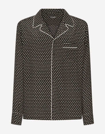Dolce & Gabbana Рубашка из крепдешина с принтом логотипа DG черный CS2079AO666