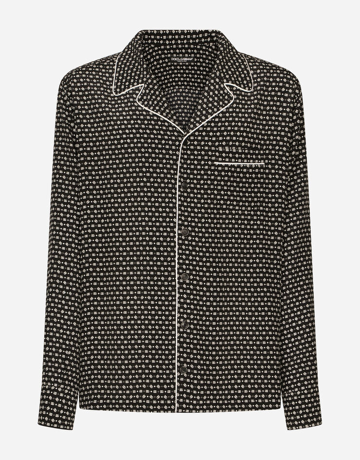 Dolce&Gabbana Camisa en crepé de China con estampado del logotipo DG Negro G5IF1TIS1RF