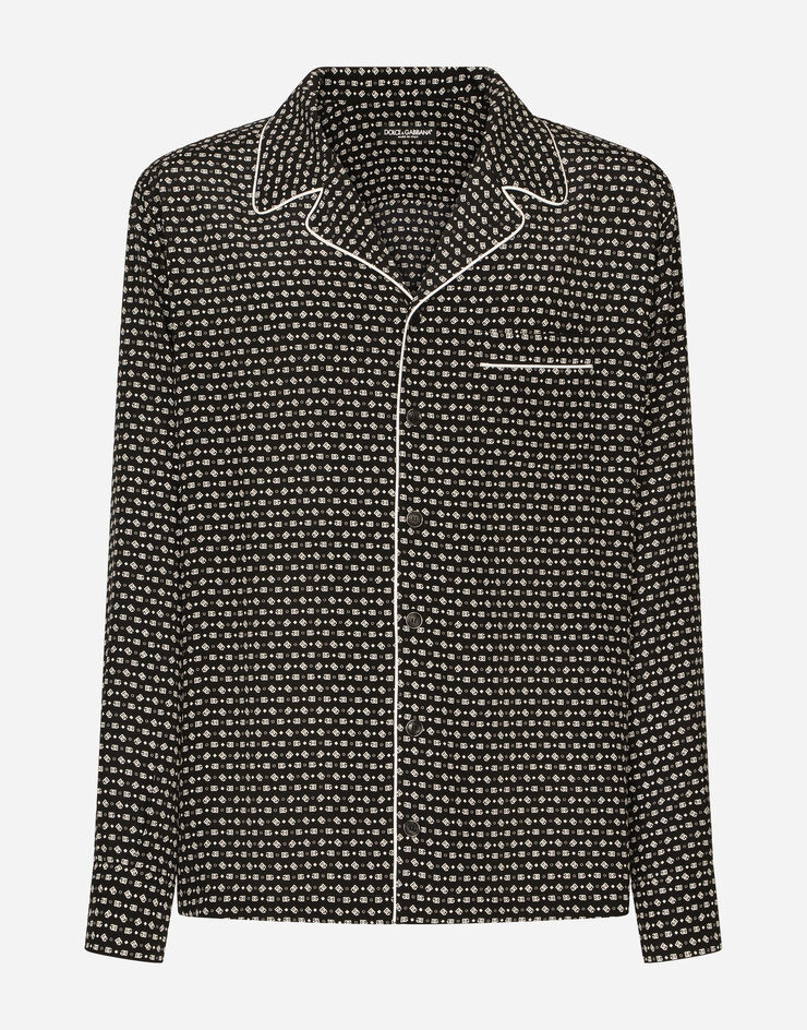 Dolce&Gabbana Crepe de chine shirt with DG logo print ブラック G5IF1TIS1RF