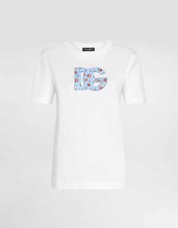 Dolce & Gabbana Jersey t-shirt with DG print patch White F8V42ZGDDLX