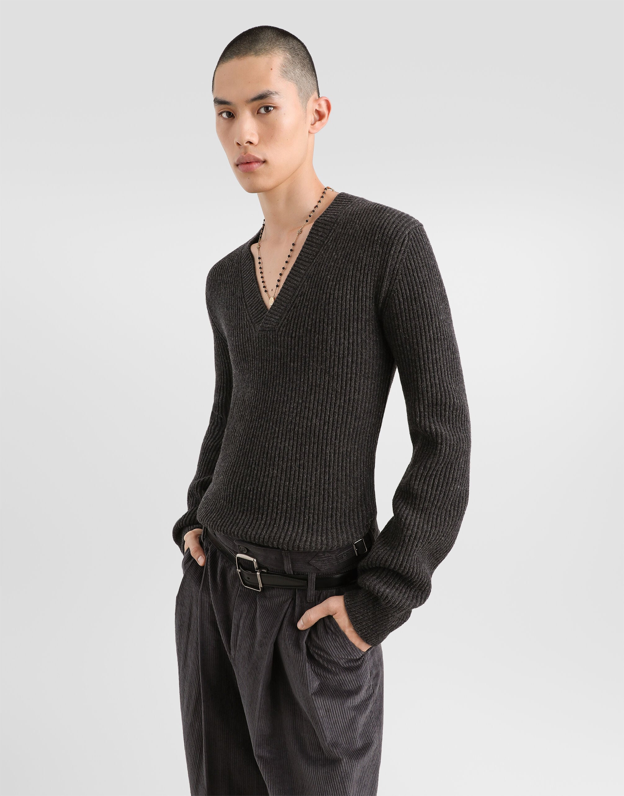 Virgin wool pullover in Grey for Men | Dolce&Gabbana® US