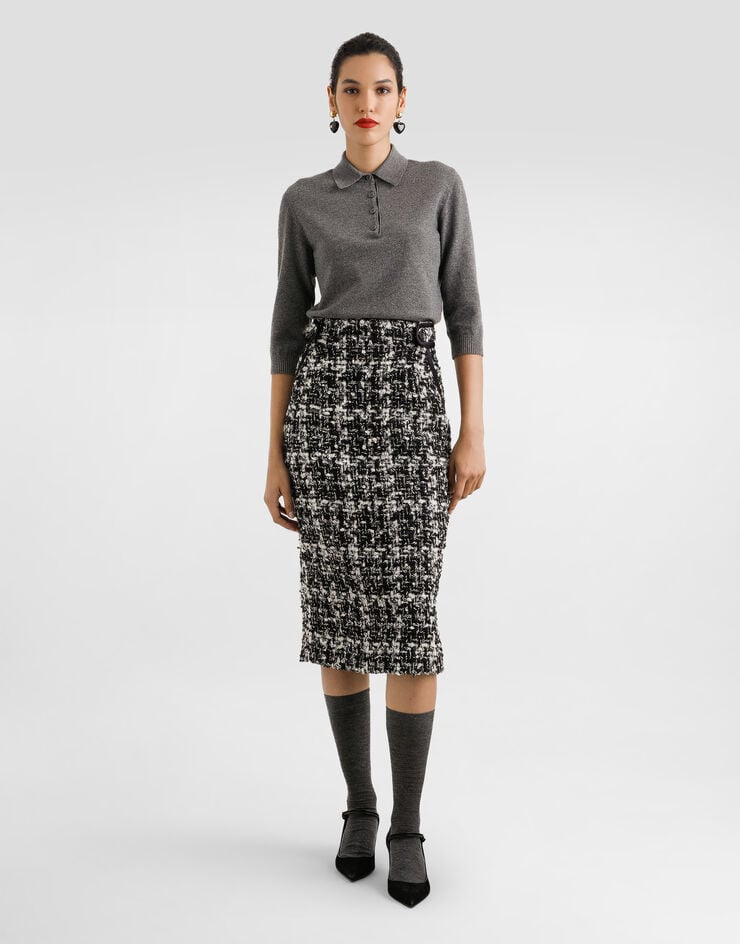 Dolce & Gabbana Jersey tipo polo de cachemira Gris FXZ32ZJDVC2