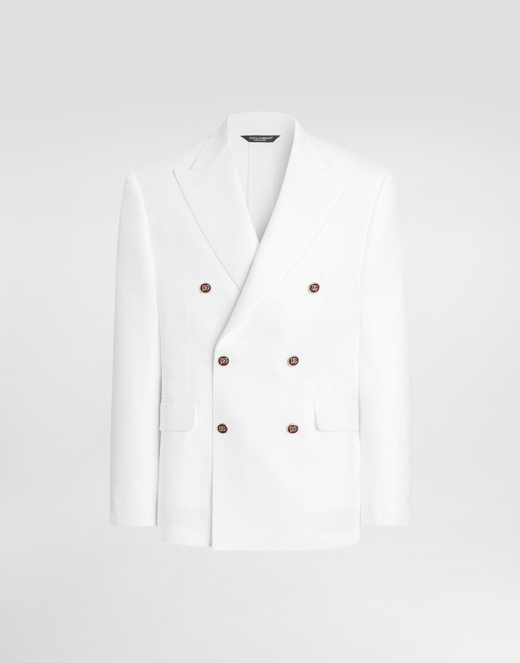 Sicilia light double-breasted linen jacket in White for Men