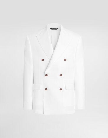 Dolce & Gabbana Veste croisée sicilia light en lin White G2QS7TGK444