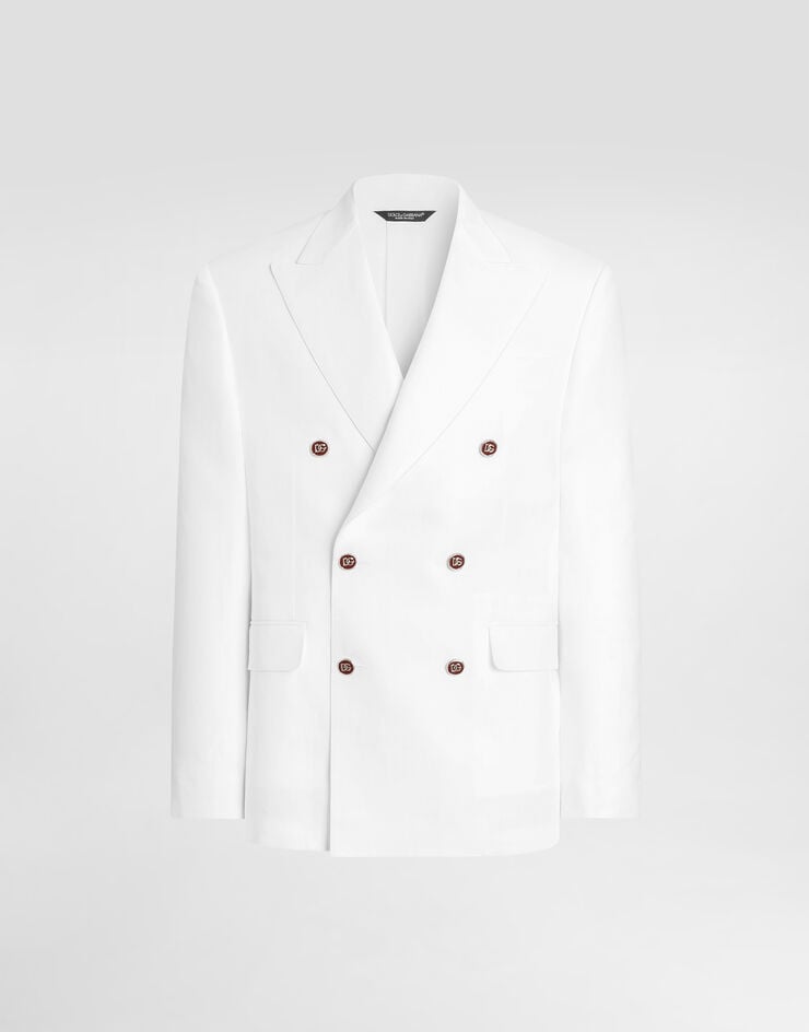 Dolce & Gabbana Veste croisée sicilia light en lin White G2QS7TGK444