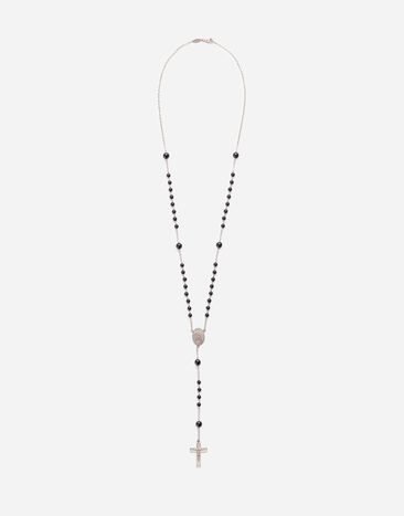 Dolce & Gabbana White gold Devotion rosary necklace with black jade spheres Black WWJS1SXR00S