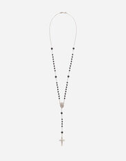 Dolce & Gabbana White gold Devotion rosary necklace with black jade spheres Gold WEJP1GWROD1