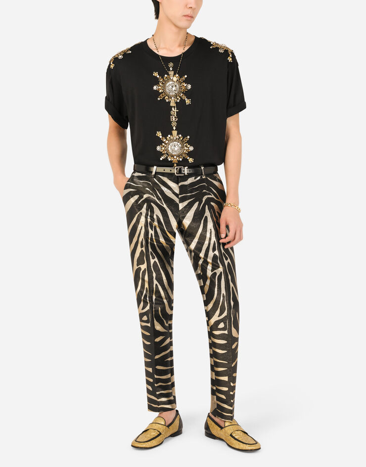 Dolce & Gabbana Zebra-print satin lamé pants Multicolor GY7BMTHSM69