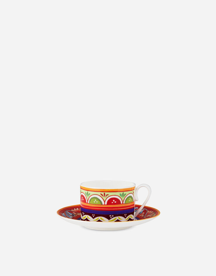 Dolce & Gabbana Teetasse mit Untertasse aus feinem Porzellan Mehrfarbig TC0S06TCA04