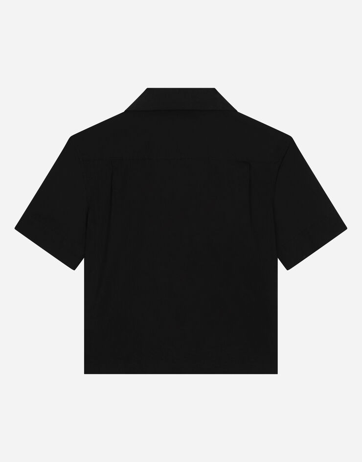 Dolce & Gabbana Stretch poplin shirt with logo tag Black L43S45FUFIP