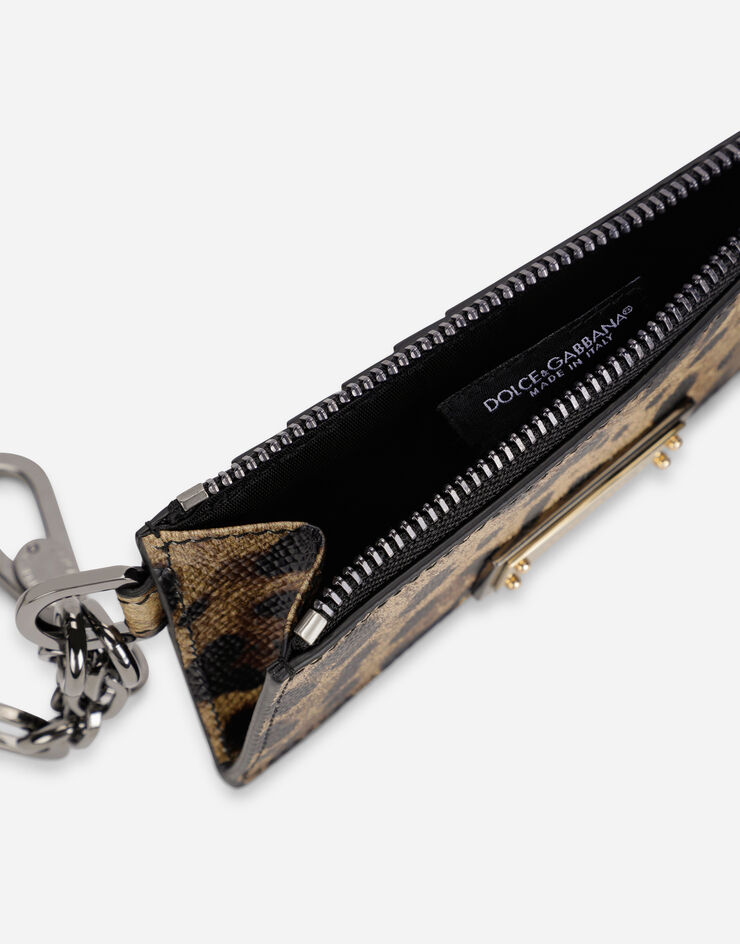 Dolce & Gabbana Porta carte in pelle di vitello dauphine stampa leo Multicolore BP2524AO967