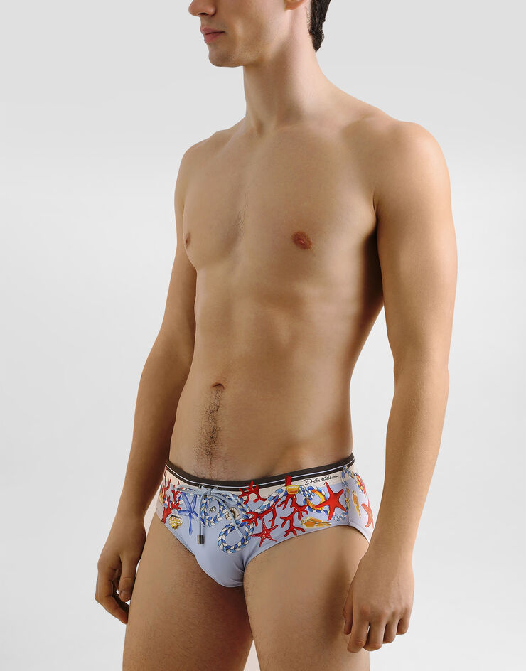 Dolce & Gabbana Shell-print swim briefs Multicolor M4A09JHPGGZ