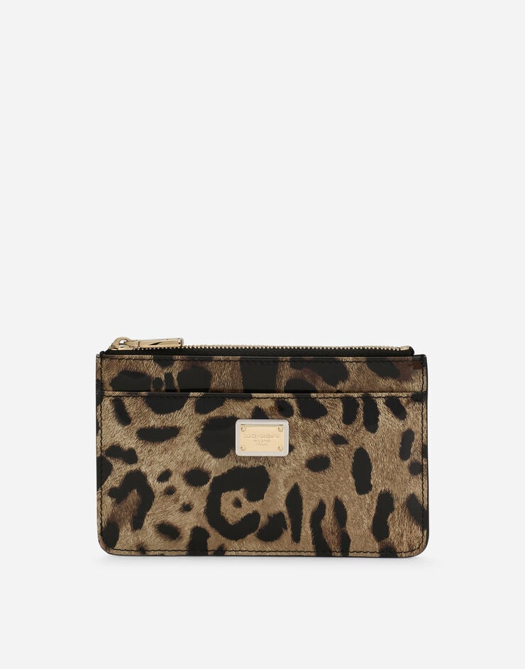 Dolce & Gabbana Medium leopard-print polished calfskin card holder with zipper Animal Print BI1261AM568