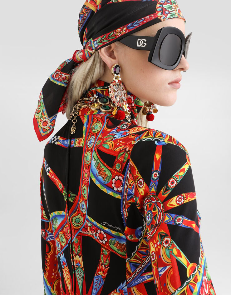 Dolce & Gabbana Carretto-print charmeuse dress Dolce & Gabbana Carretto-print charmeuse dress Multicolor F622FTFSA9U