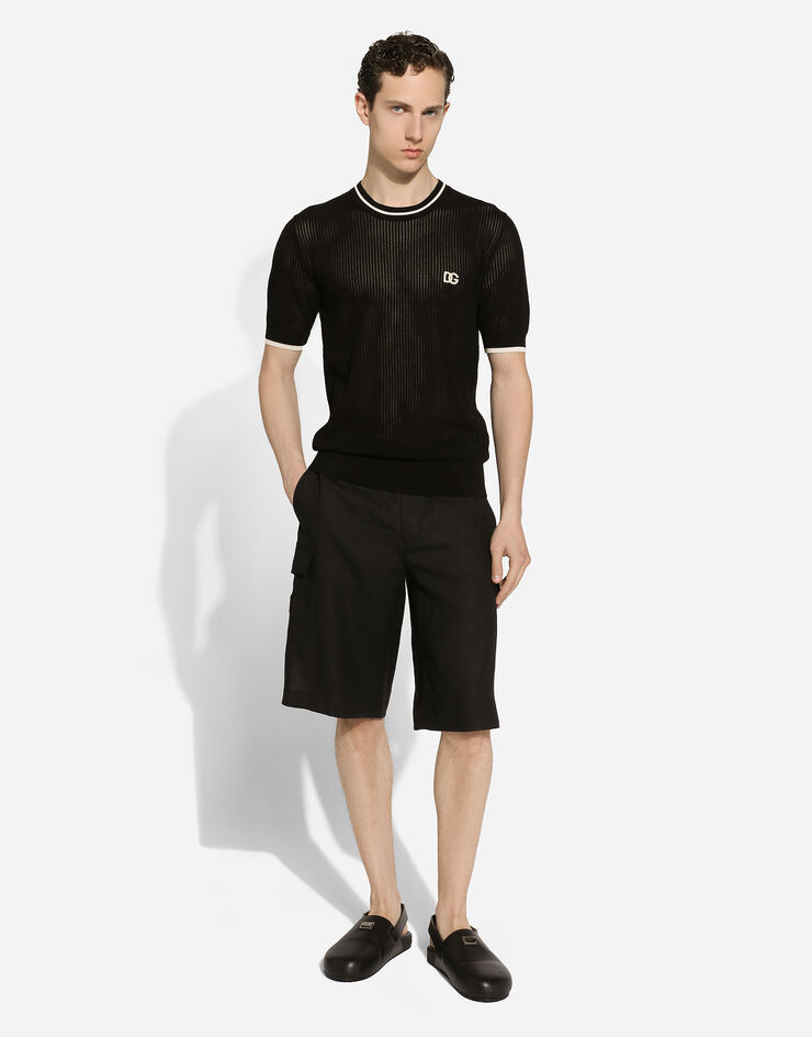 Dolce & Gabbana Cargo-Bermudas aus Leinen Schwarz GV5TATGI437