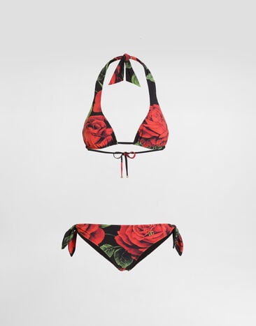 Dolce & Gabbana Rose-print triangle bikini Multicolor O8A54JON0FR