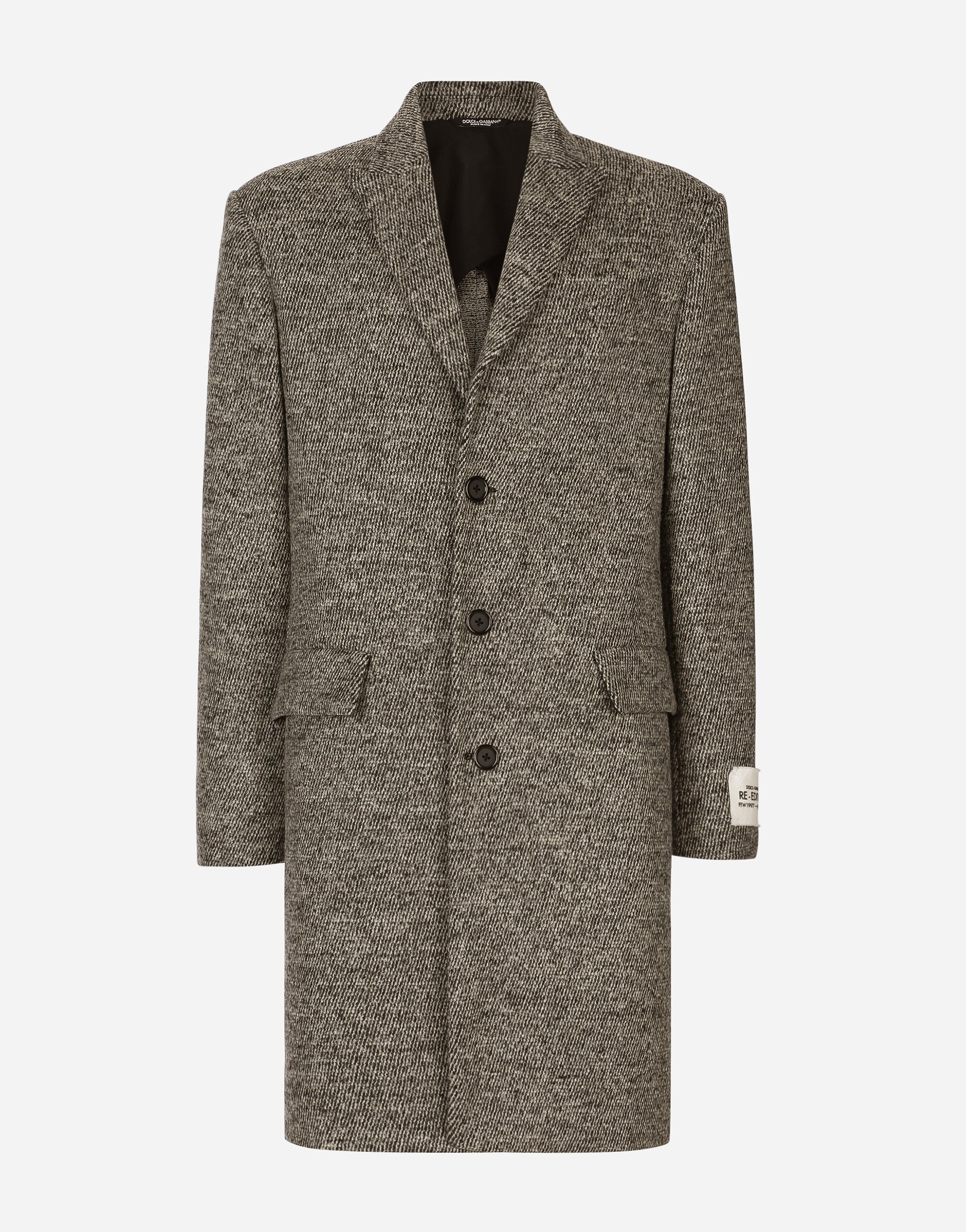 Dolce&Gabbana Single-breasted melange diagonal-weave wool coat Black F79BRTHLM9K