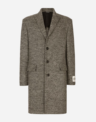 Dolce & Gabbana Manteau droit en laine diagonale chinée Imprimé BM2274AR700