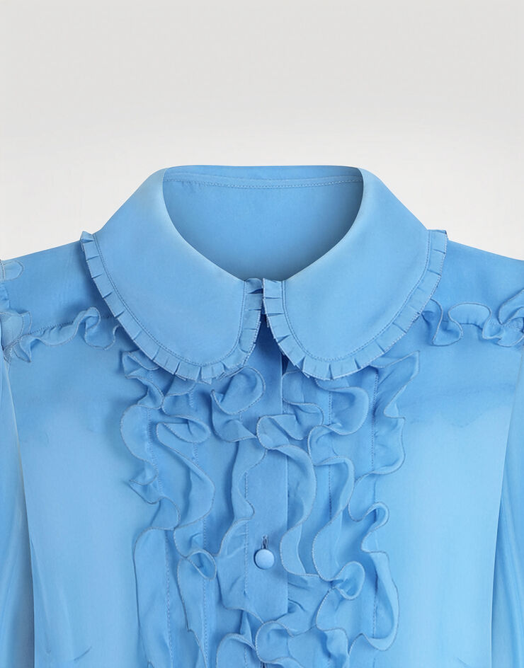 Dolce & Gabbana Silk chiffon shirt Azure F5U03TFU1UR
