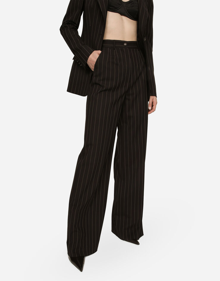 Dolce&Gabbana Pantalón palazzo de lana con rayas diplomáticas Multicolor FTCP1TFRBC2