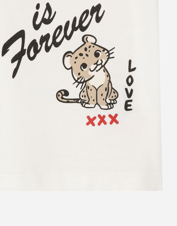 Dolce & Gabbana Camiseta de punto con logotipo DG y motivos Leopardino Blanco L1JTEYG7N2W
