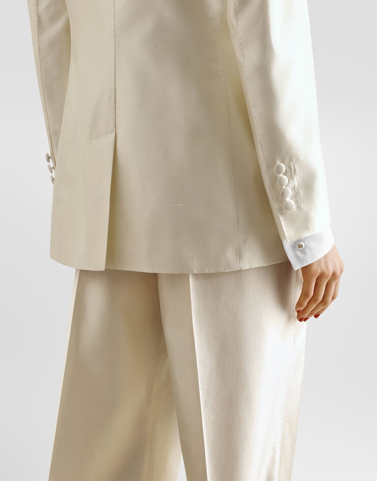 Dolce & Gabbana 싱글 브레스트 미카도 실크 재킷 White F29KNTFU1L5
