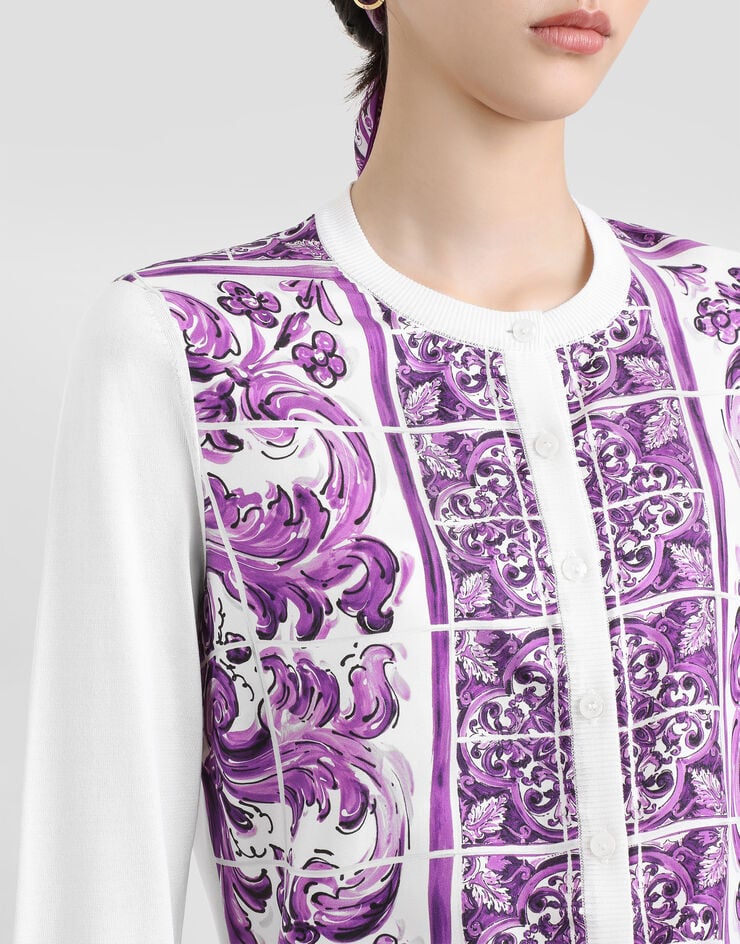Dolce & Gabbana Majolica-print silk cardigan Multicolor FXV10TJBSJF
