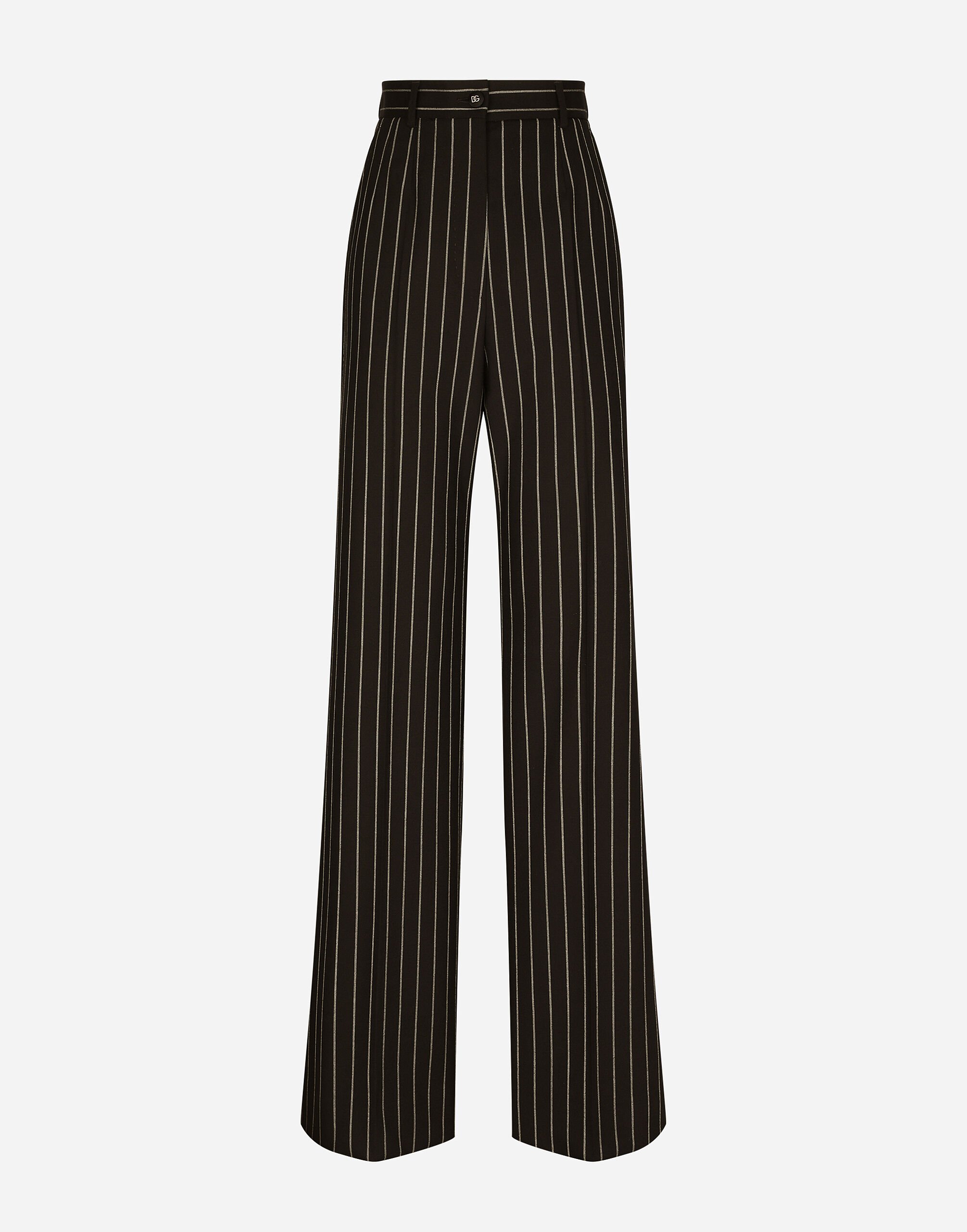 Dolce & Gabbana Pinstripe wool palazzo pants White FTB5STFUEEY