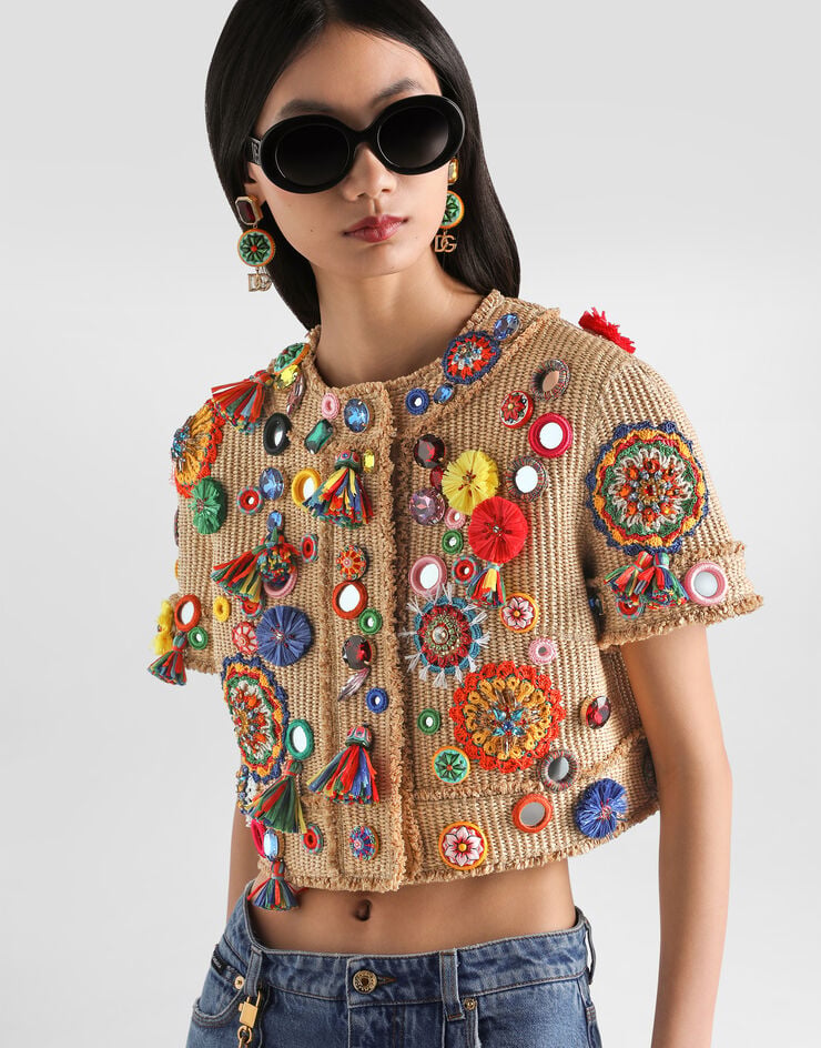 Dolce & Gabbana Chaqueta en rafia con aplicaciones Dolce & Gabbana Chaqueta en rafia con aplicaciones Multicolor F2JBKZFUTDW