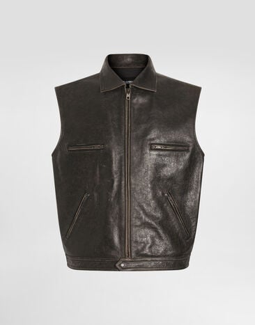 Dolce & Gabbana جاكيت جلدي Black G9BTYLHULXK