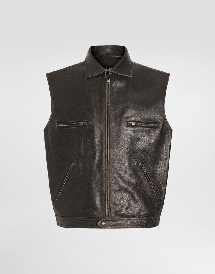 Dolce & Gabbana جاكيت جلدي Black G9BTYLHULXK