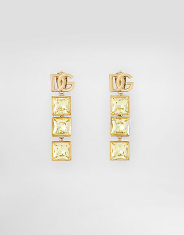 Dolce & Gabbana Ohrhänger mit DG-Logo und Strass Gold WER2H3W1111