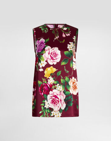 Dolce & Gabbana Rose-print satin top Multicolor I7R08WIS11B