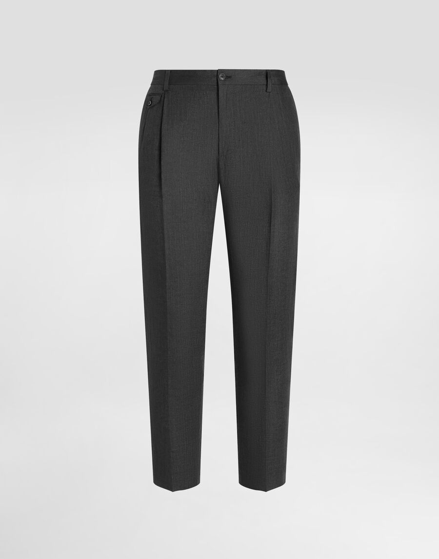Washed linen canvas trousers