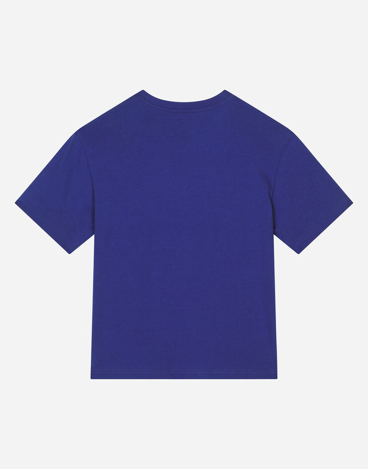 Dolce & Gabbana Jersey T-shirt with logo tag Blue L4JTHVG7NPT