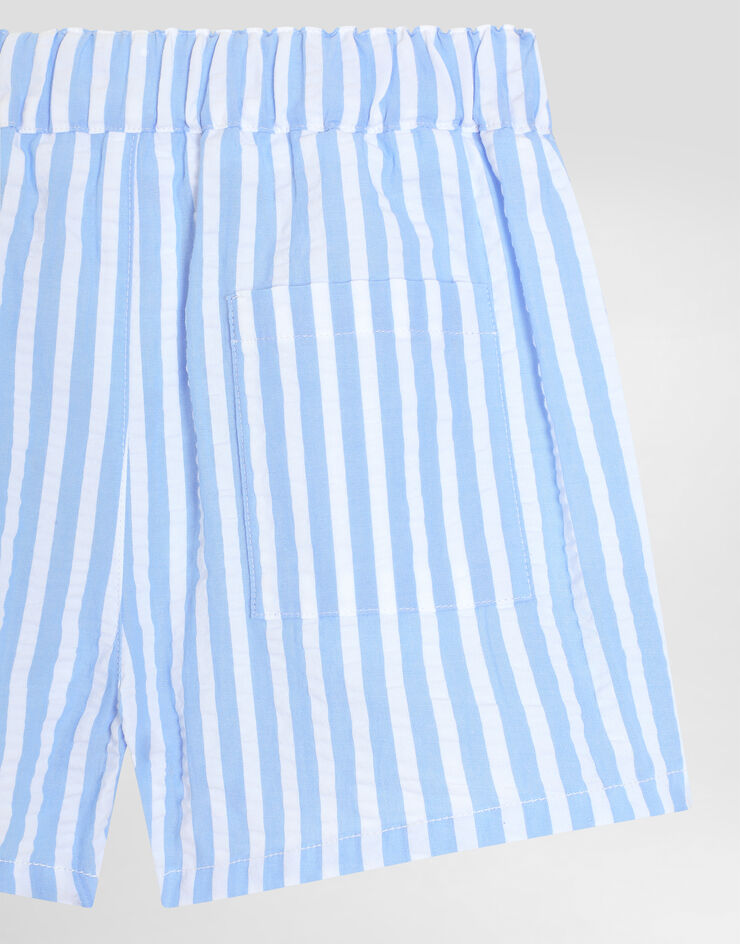 Dolce & Gabbana Striped seersucker shorts with DG logo Azure L13Q60FR50R