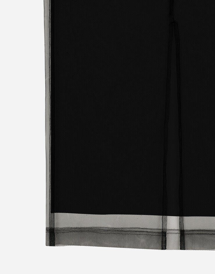 Dolce & Gabbana Юбка-карандаш из тюля с разрезом черный F4CT6THLMLQ