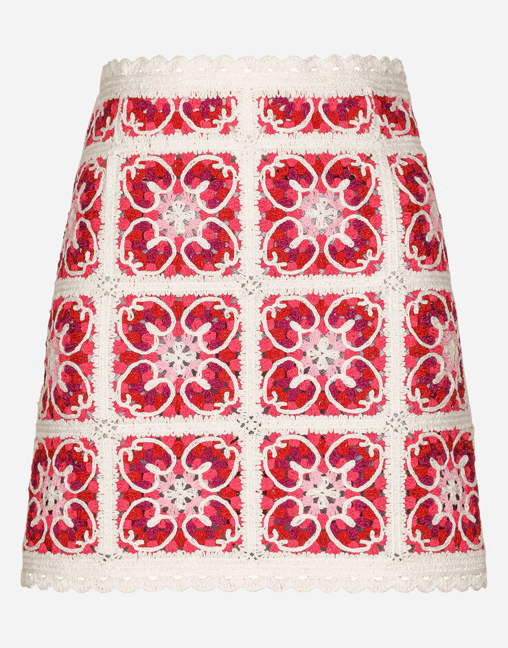 Dolce & Gabbana Brick-stitched crochet skirt with Majolica print Mehrfarbig FXL50ZJBCAV