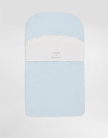 Dolce & Gabbana Interlock and linen baby nest with embroidery Grey LNJAI7G7PUP