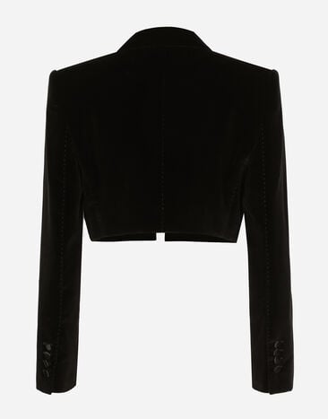 Dolce & Gabbana Veste de smoking Spencer en velours Noir F2919TFUVG7