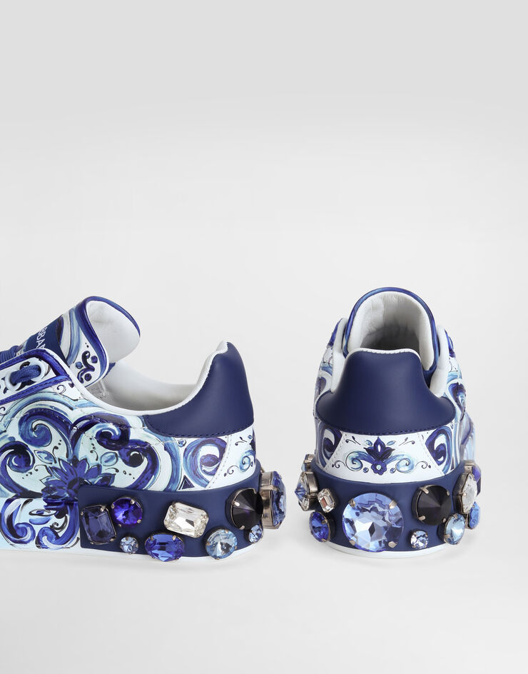 Dolce&Gabbana Majolica-print calfskin Portofino sneakers Multicolor CK1544AD466