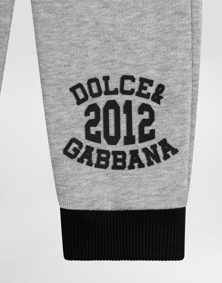 Dolce & Gabbana Fleece trousers with Dolce&Gabbana print Grey L1JPKZG7PCC