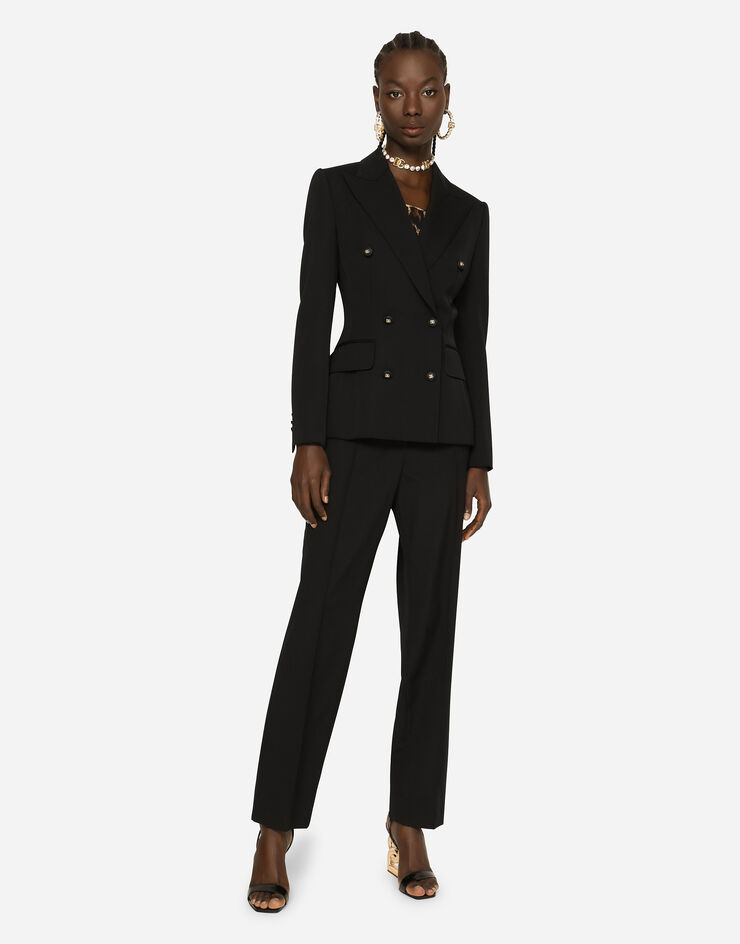 Dolce & Gabbana Chaqueta Dolce en tela de lana de botones con logotipo Negro F26CITFU21E