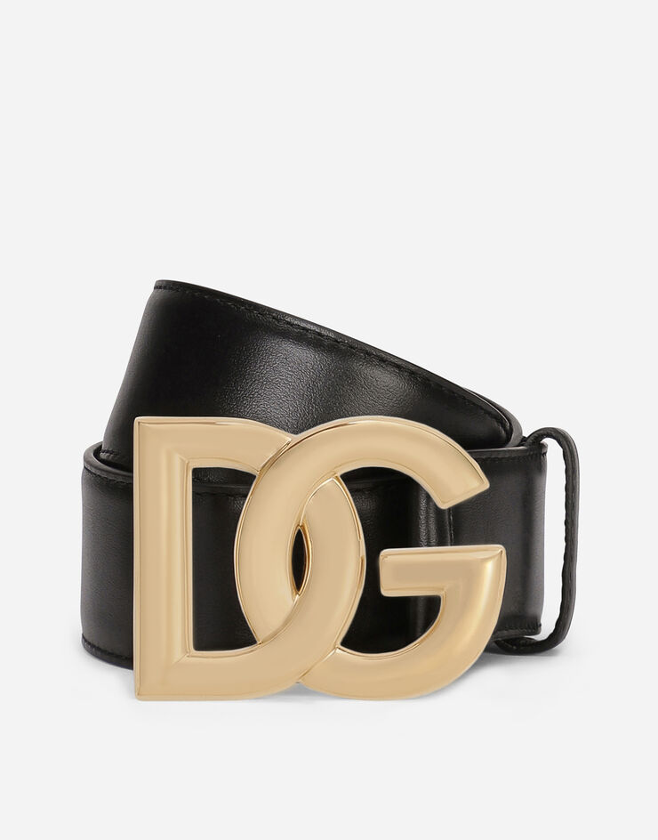 Dolce & Gabbana Calfskin belt with DG logo Black BE1446AW070