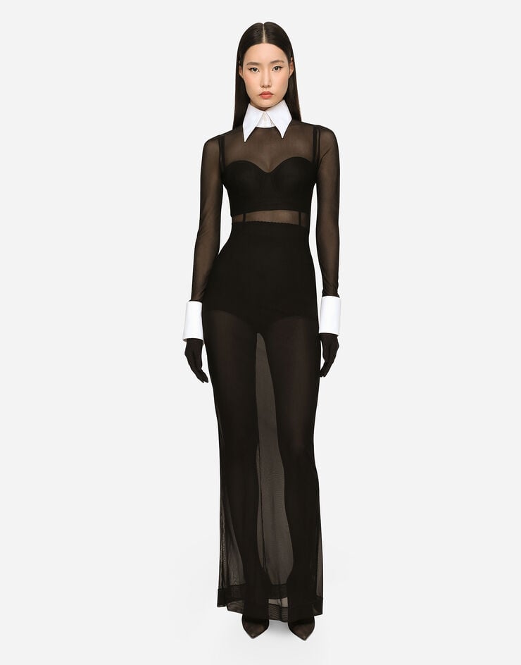 Dolce & Gabbana Short satin and marquisette corset Black F7ZH3TG9826