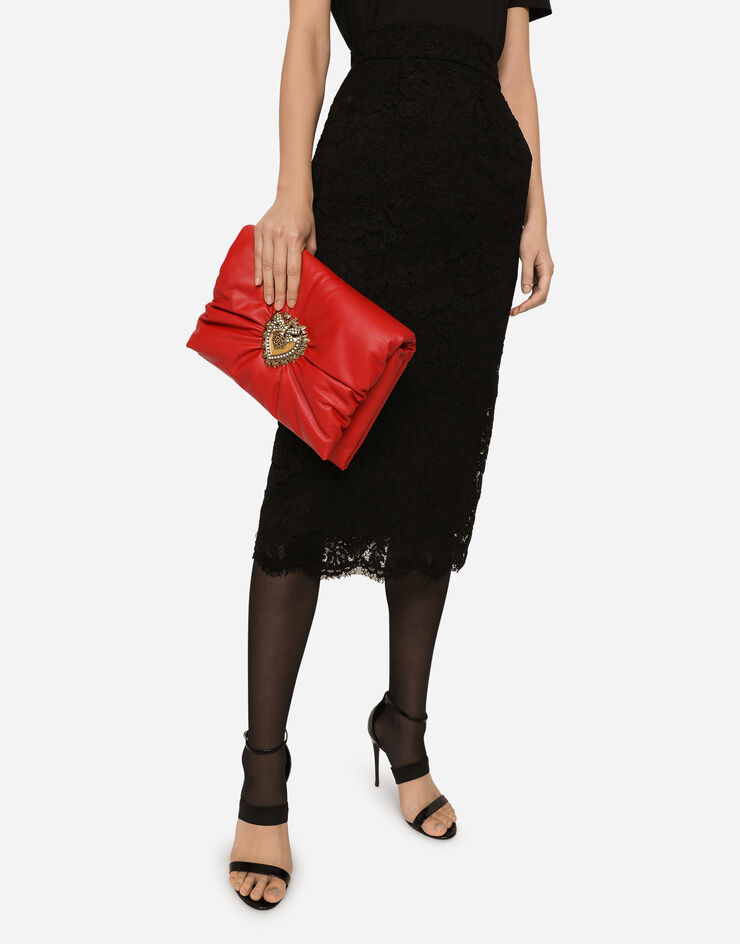 Dolce&Gabbana Sac Devotion soft moyen format en cuir de veau Rouge BB7349AK274